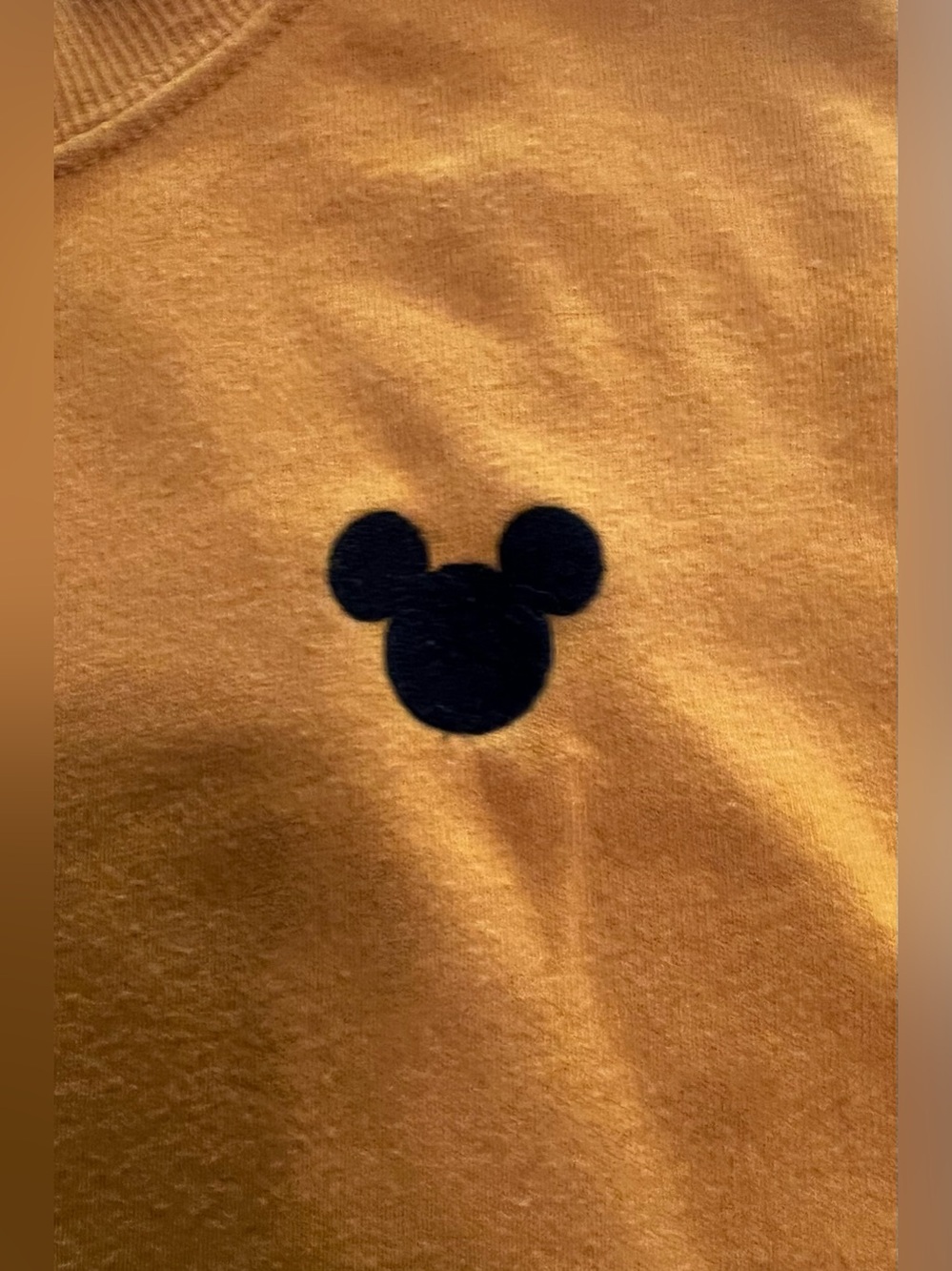 Divided H&M Womens Mustard Yellow Crew Neck Mickey Mouse Sweatshirt Size L - Picture 2 of 5